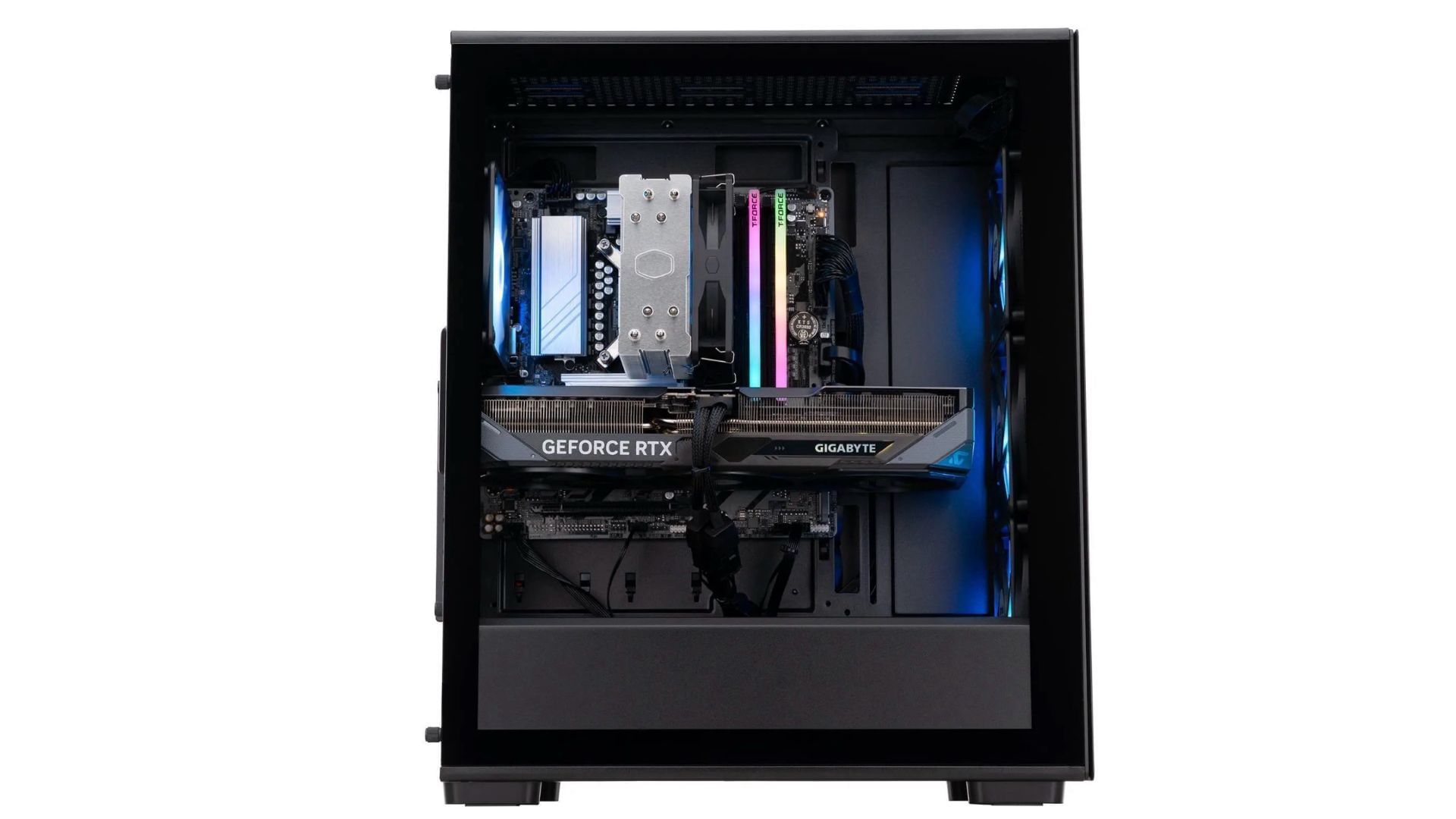 Side view of ABS Stratos Aqua RTX 5070 Gaming PC (Image via ABS/NewEgg)