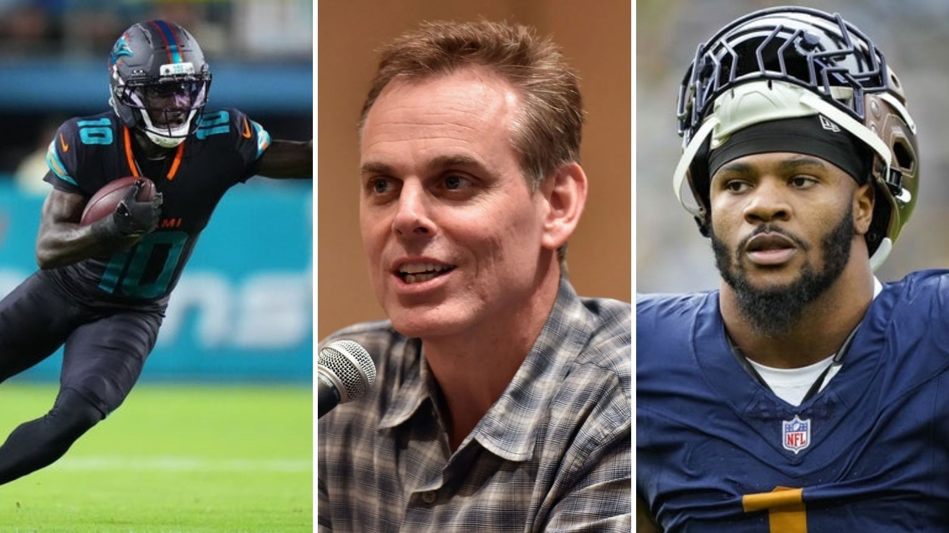 Tyreek Hill, Colin Cowherd and Micah Parsons (Credits: Getty)