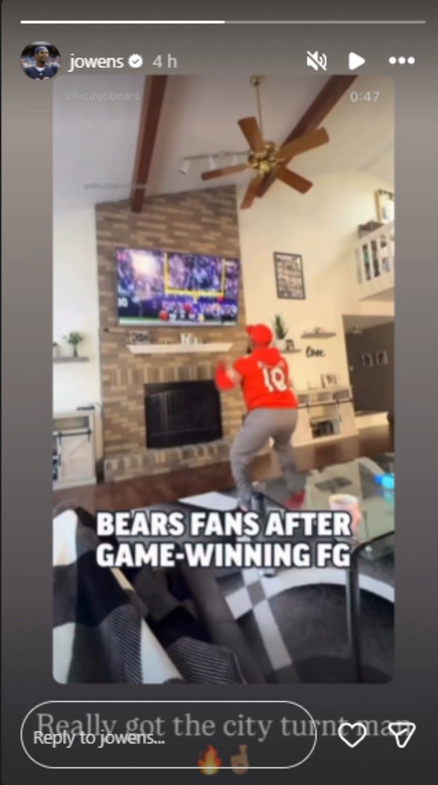 Screenshot of Simone Biles' husband Owens' Instagram story.