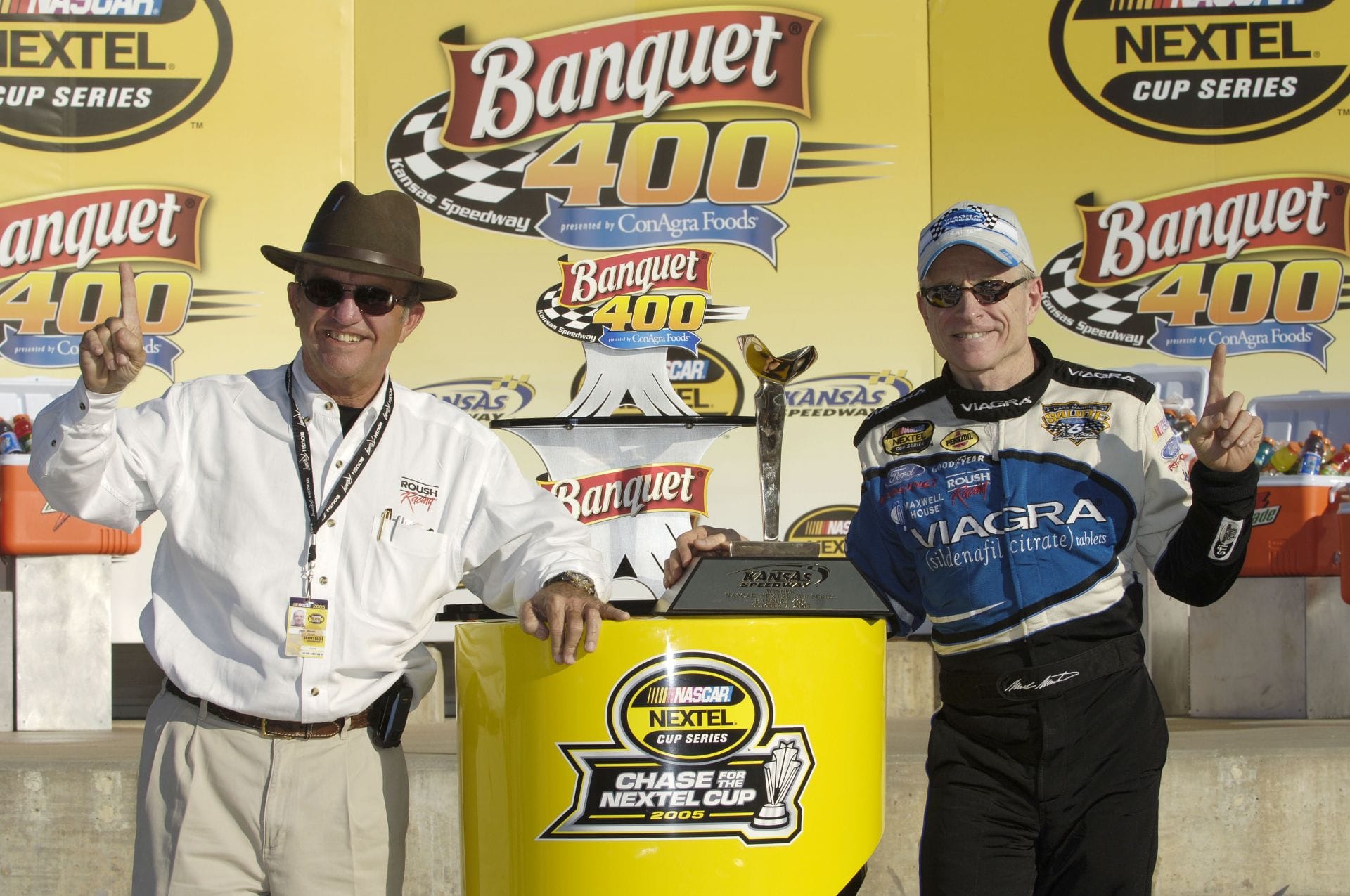 Team owner Jack Roush and Mark Martin at the Kansas Speedway, 2005. Source: Getty