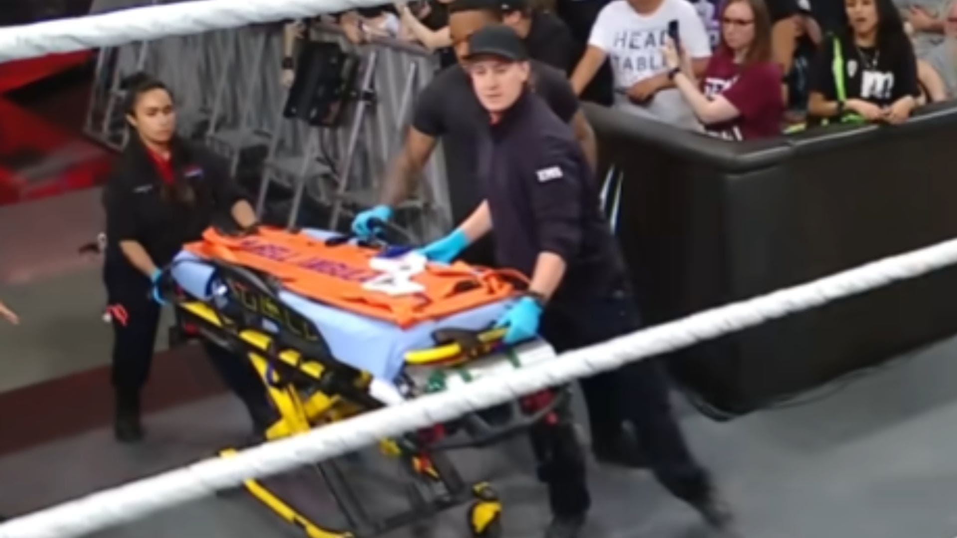 The star needed doctors to stop the match (Credit: WWE on YouTube)