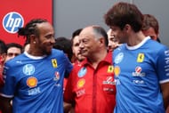Ferrari's Lewis Hamilton, Frédéric Vasseur and Charles Leclerc at Monza. Source: Getty