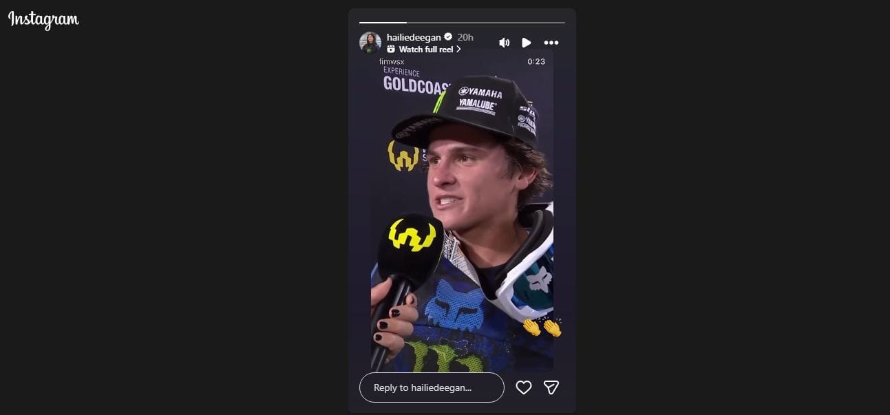 Hailie Deegan&#039;s story (November 30) - Source: Screenshot via @hailiedeegan on Instagram