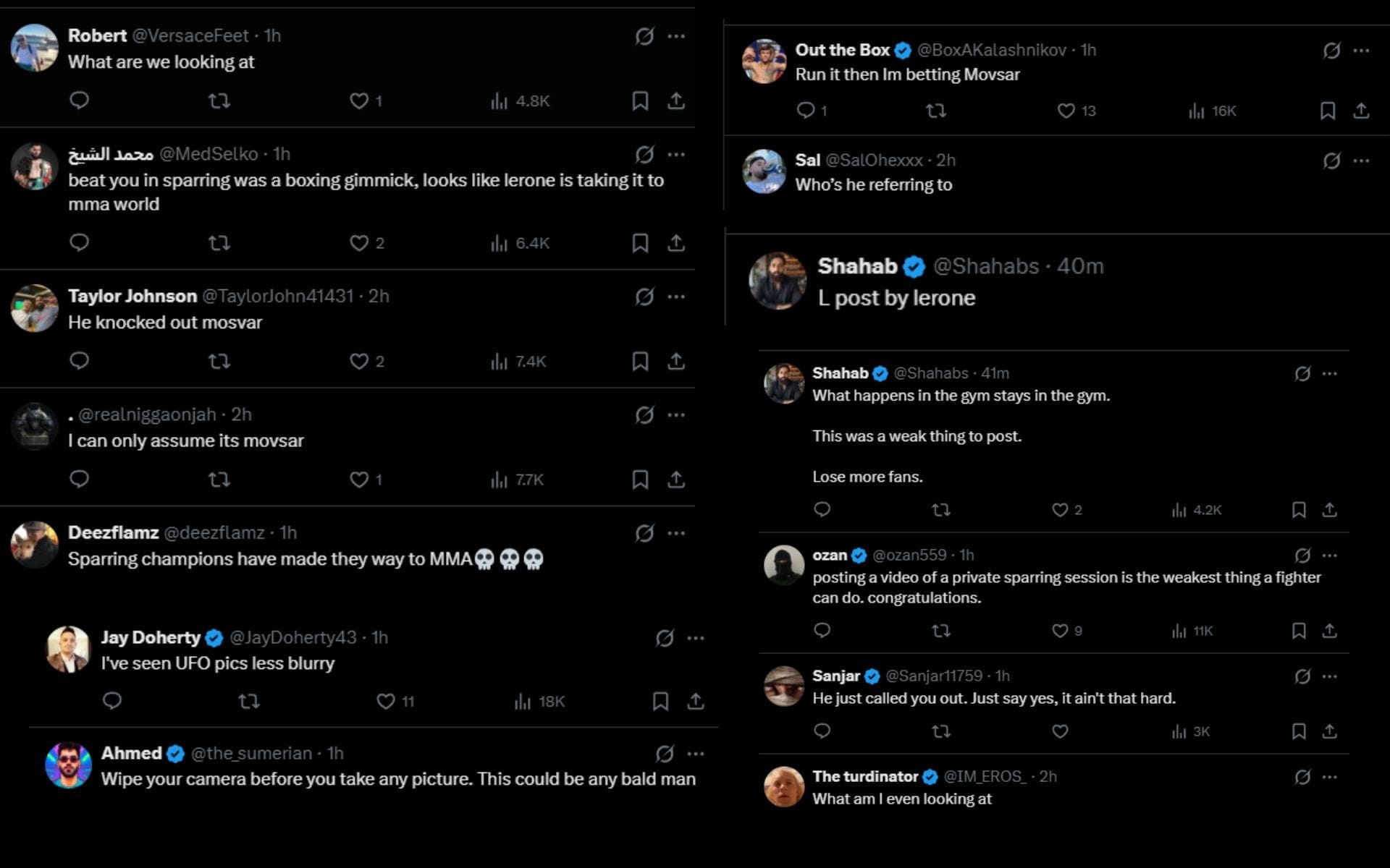 Fans react to Lerone Murphy&#039;s cryptic X posts. [Screenshots courtesy: @mma_orbit and @leronemurphy on X]