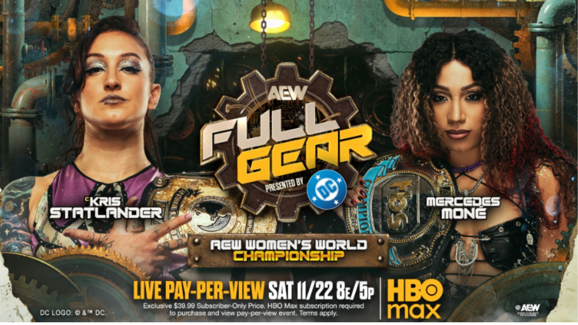 Match graphic for Mercedes Mone vs Kris Statlander at Full Gear [Image via All Elite Wrestling on X]