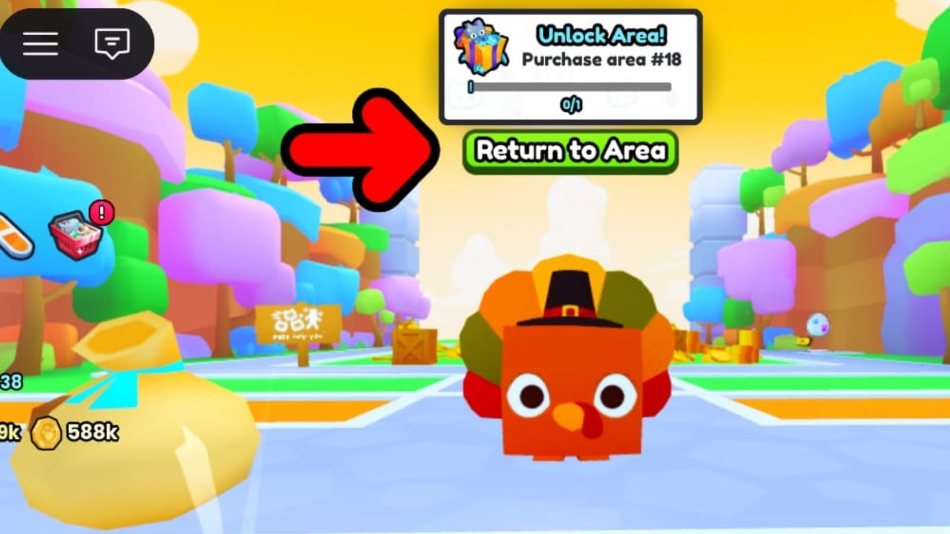 Collect turkeys to open a secret location (Image via Roblox)