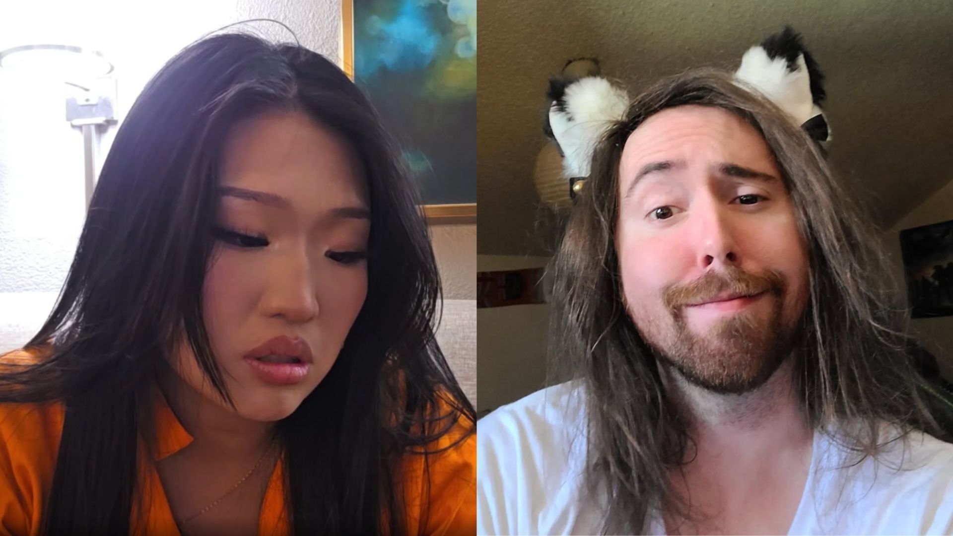 Nina Lin speaks against Asmongold (Images via NinaDaddyisBack/Twitch, @asmongold/Instagram)