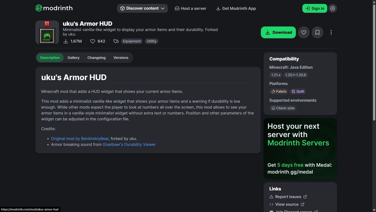 How to add armor HUD in Minecraft