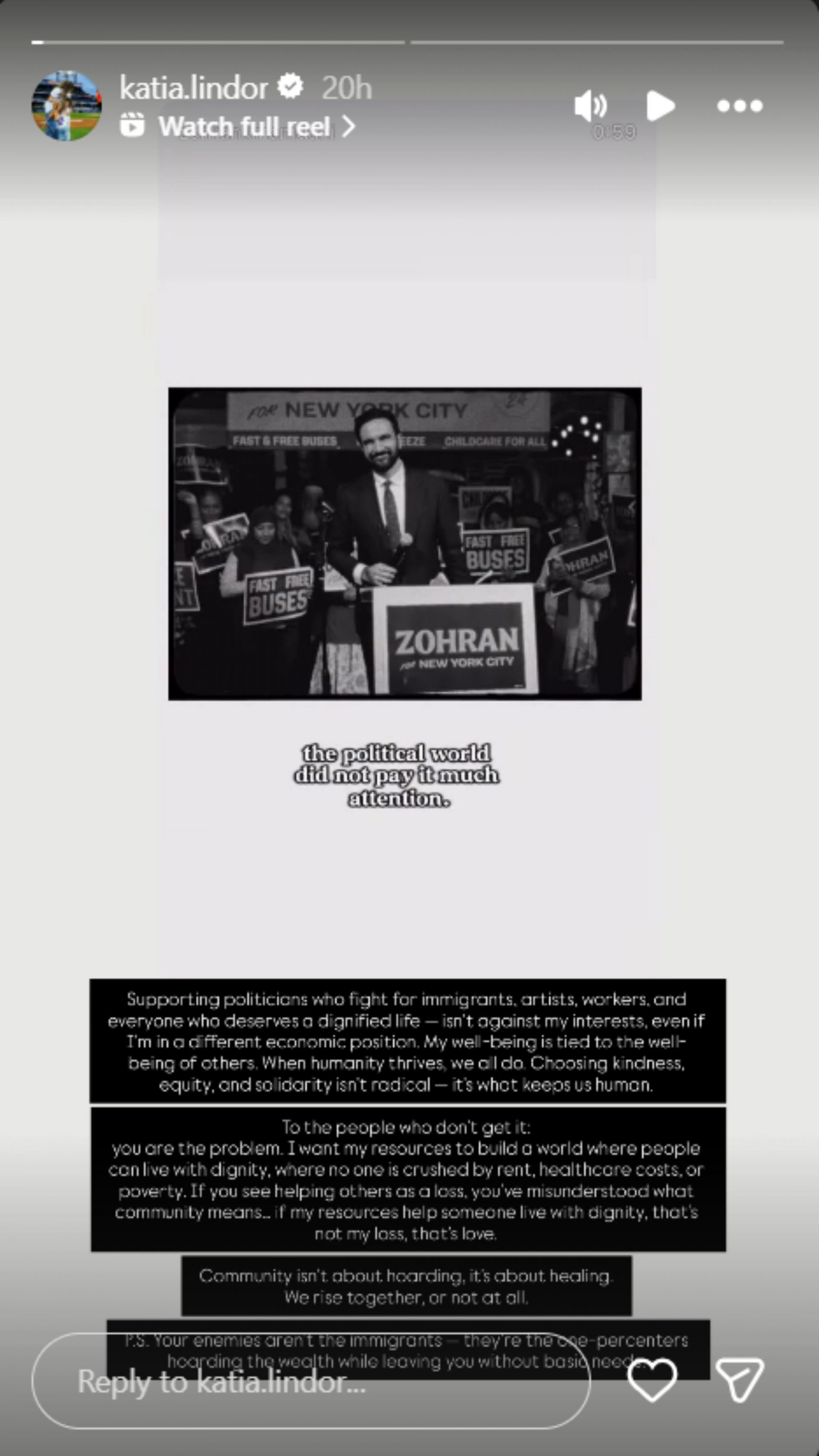 Francisco Lindor&#039;s wife&#039; Instagram story [Image Source: Instagram/katia.lindor]