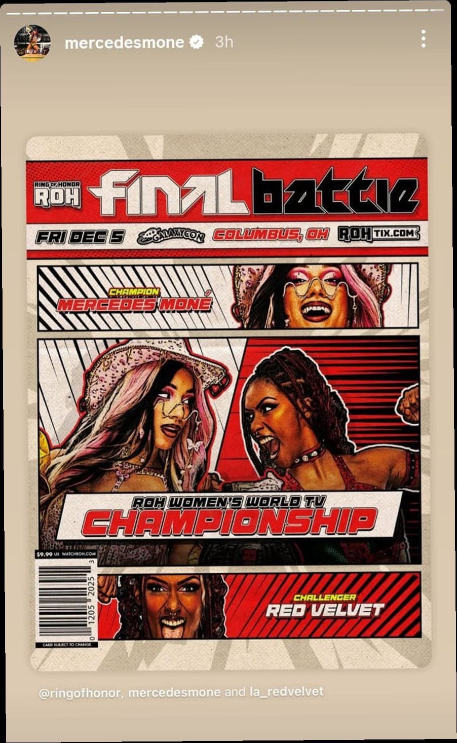 Screengrab of Mercedes Mone&#039;s Instagram Story (Image credit: Mone&#039;s Instagram account)