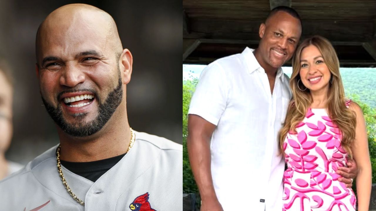Albert Pujols (L), Adrian Beltre with his wife, Sandra (R) (Images from - Getty, Instagram.com/@beltrea29)