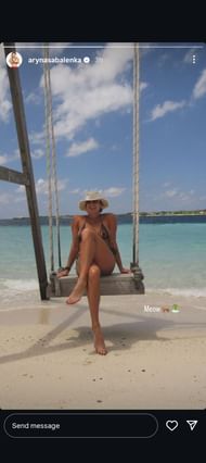 Sabalenka's Instagram Story featuring a picture of her enjoying her Maldives vacation (Source: Instagram/arynasabalenka)