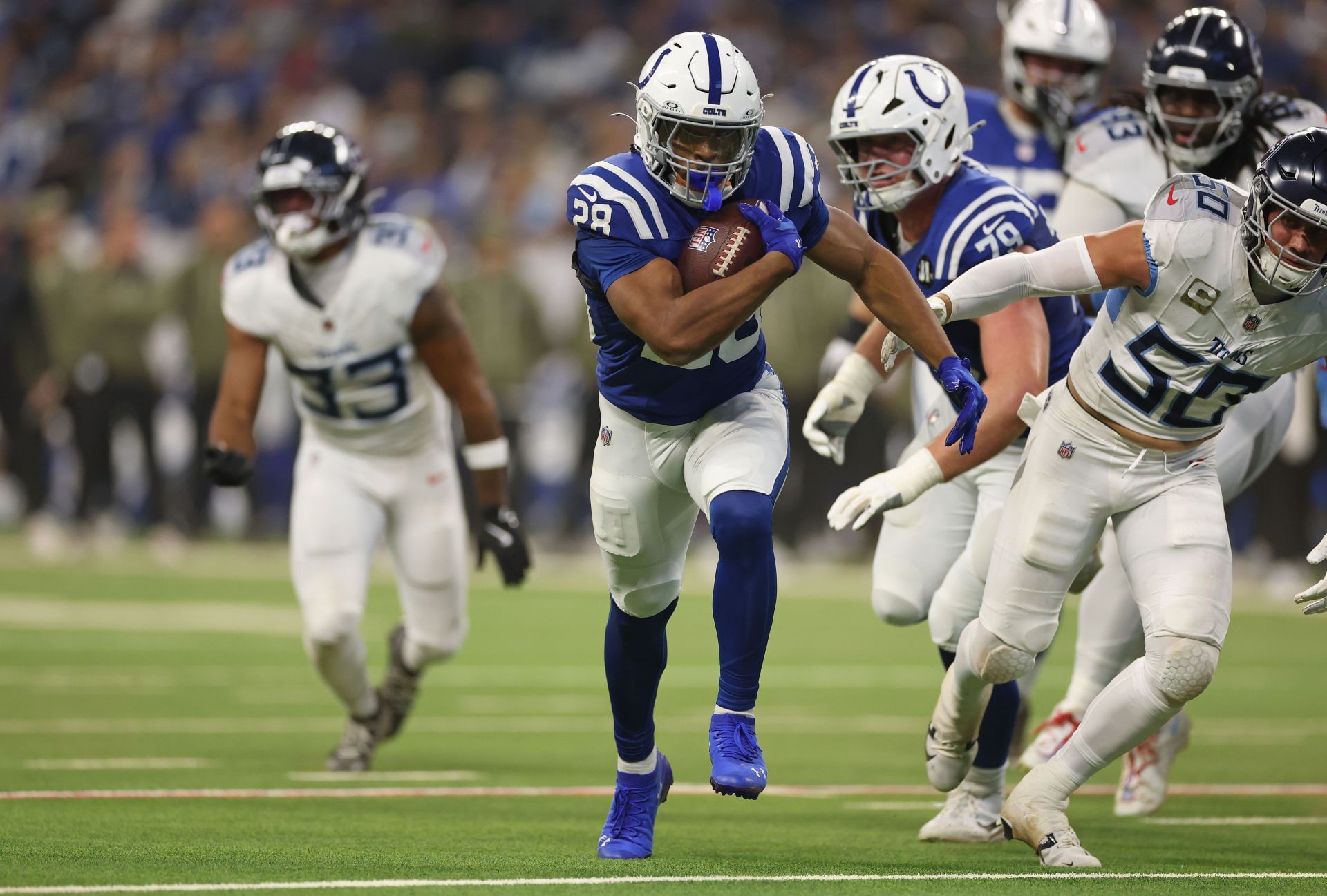 Jonathan Taylor at Tennessee Titans v Indianapolis Colts - NFL 2025 - Source: Getty