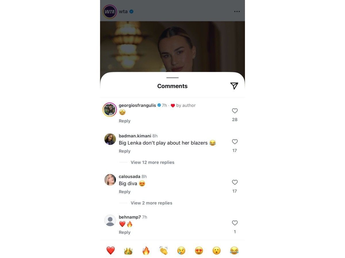 Georgios Frangulis&#039; comment on Instagram