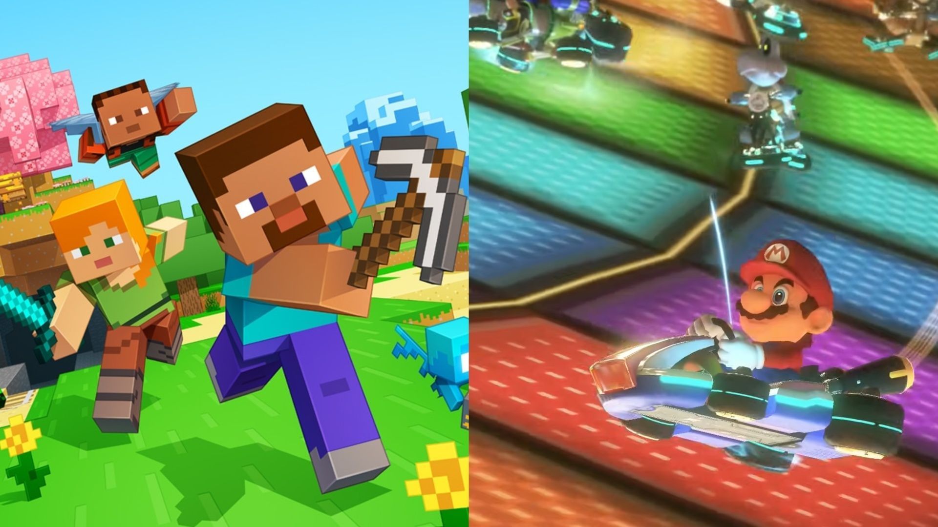 A Minecraft player made the Rainbow Track from Mario Kart