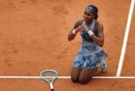 Gauff celebrates after converting championship point to secure women's singles title at 2025 French Open (Source: Getty)