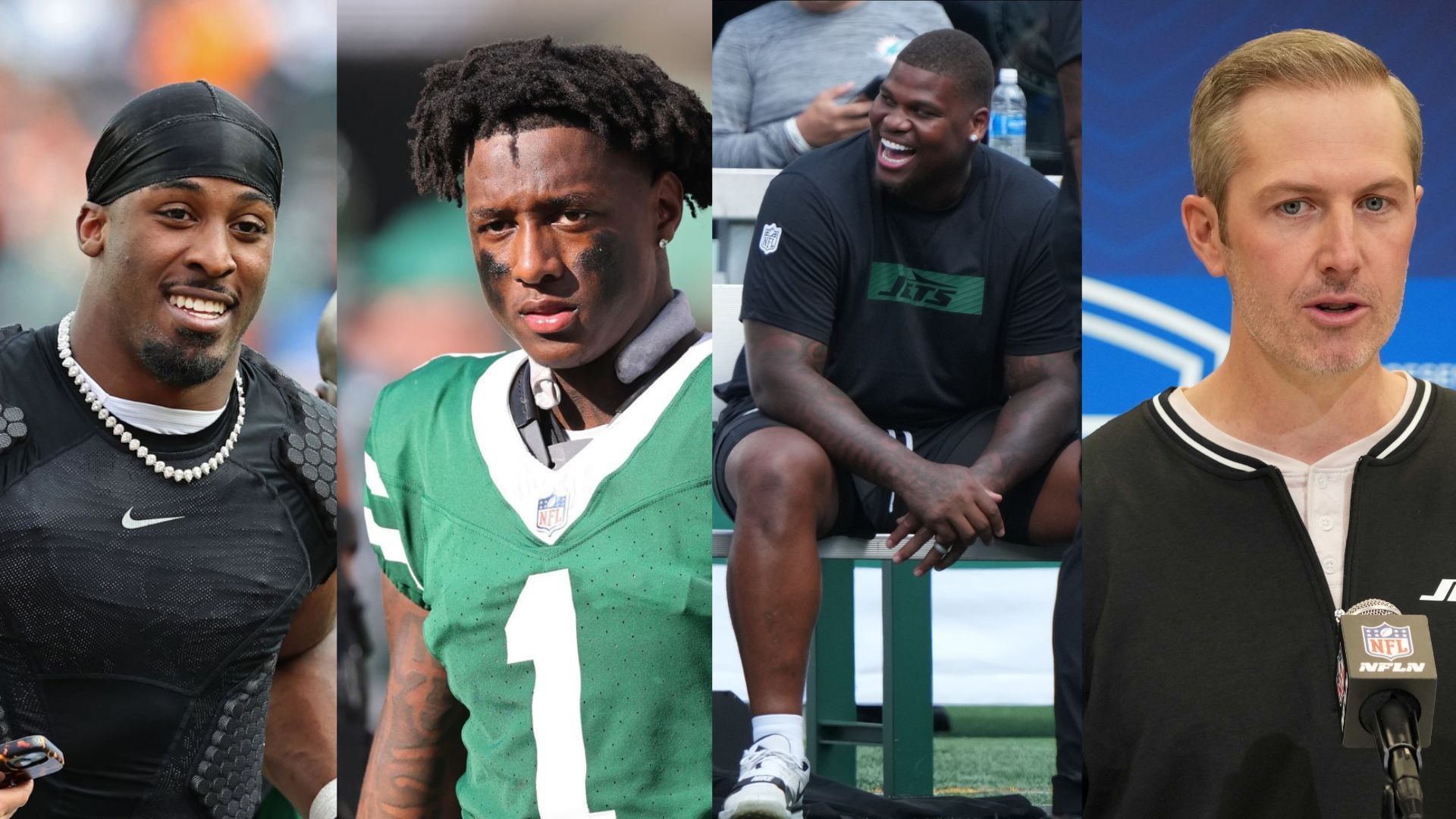 Jets GM Darren Mougey, Sauce Gardner, Quinnen Williams
