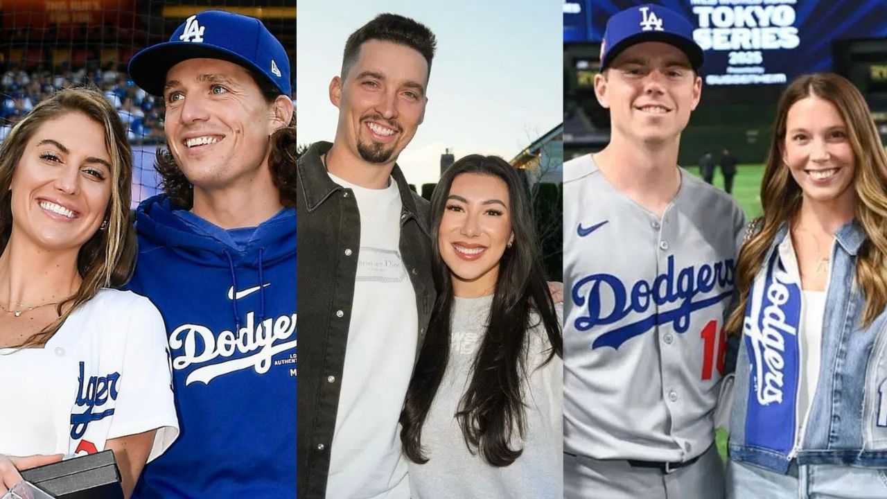 Freddie Freeman with his wife, Chelsea (L), Blake Snell with his wife, Haeley (C), Will Smith with his wife, Cara (R) (Images from - Instagram.com/@dodgers, Instagram.com/@haeleyryane, Instagram.com/@caramartinellsmith)
