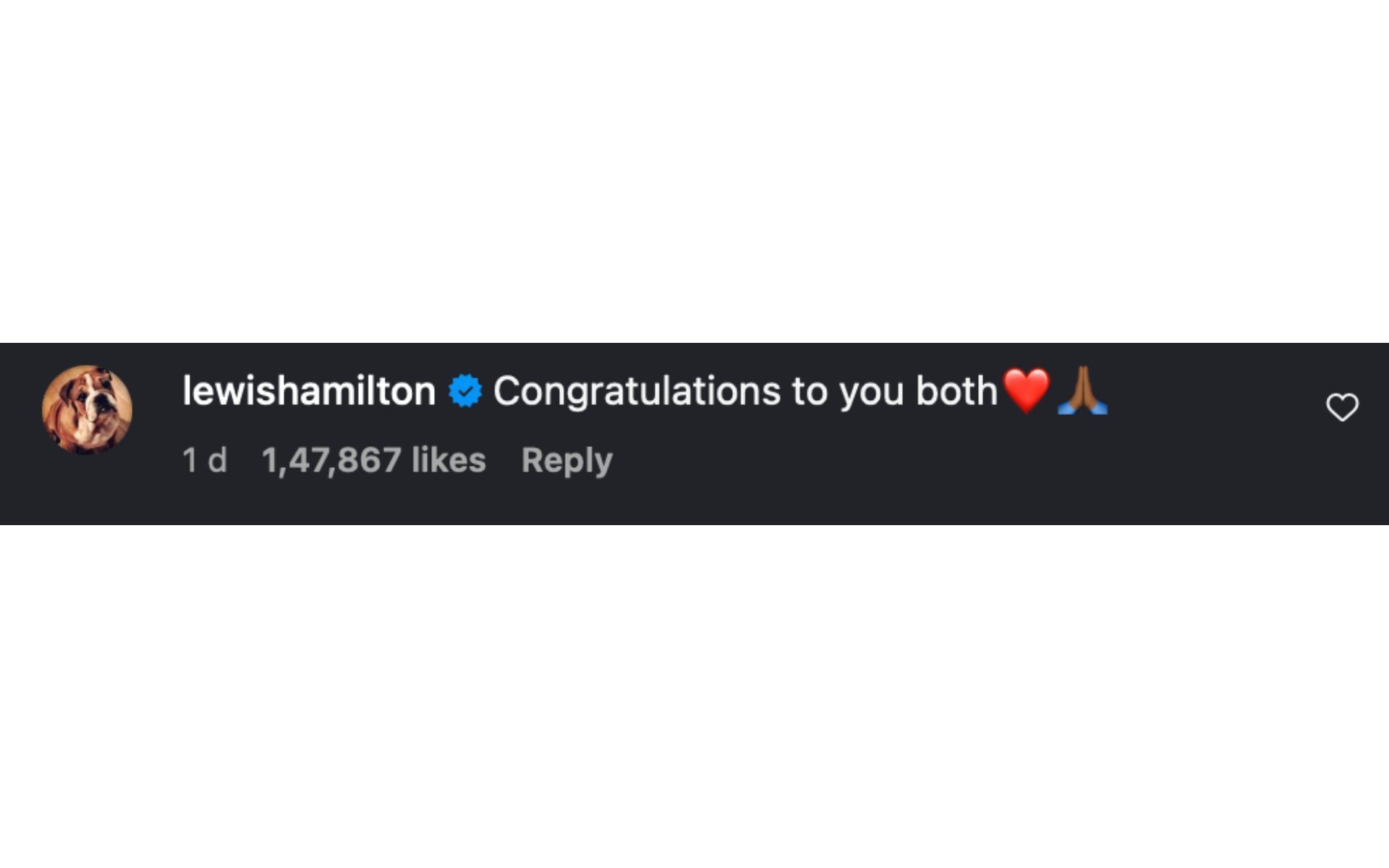 Lewis Hamilton&#039;s comment on Charles Leclerc&#039;s Instagram post announcing his engagement with Alexandra Saint Mleux | Source: Instagram