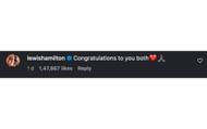 Lewis Hamilton's comment on Charles Leclerc's Instagram post announcing his engagement with Alexandra Saint Mleux | Source: Instagram