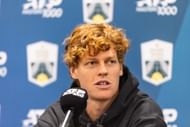 Jannik Sinner during a press conference at the 2025 Paris Masters (Source: Getty)