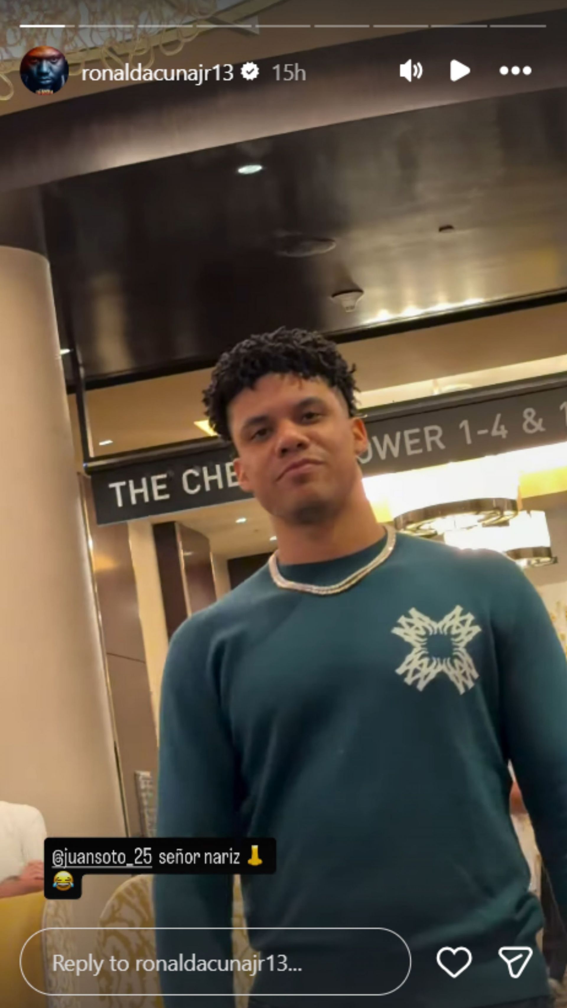 Ronald Acuna Jr.&#039;s Instagram story [Image Source: Instagram/ronaldacunajr13]