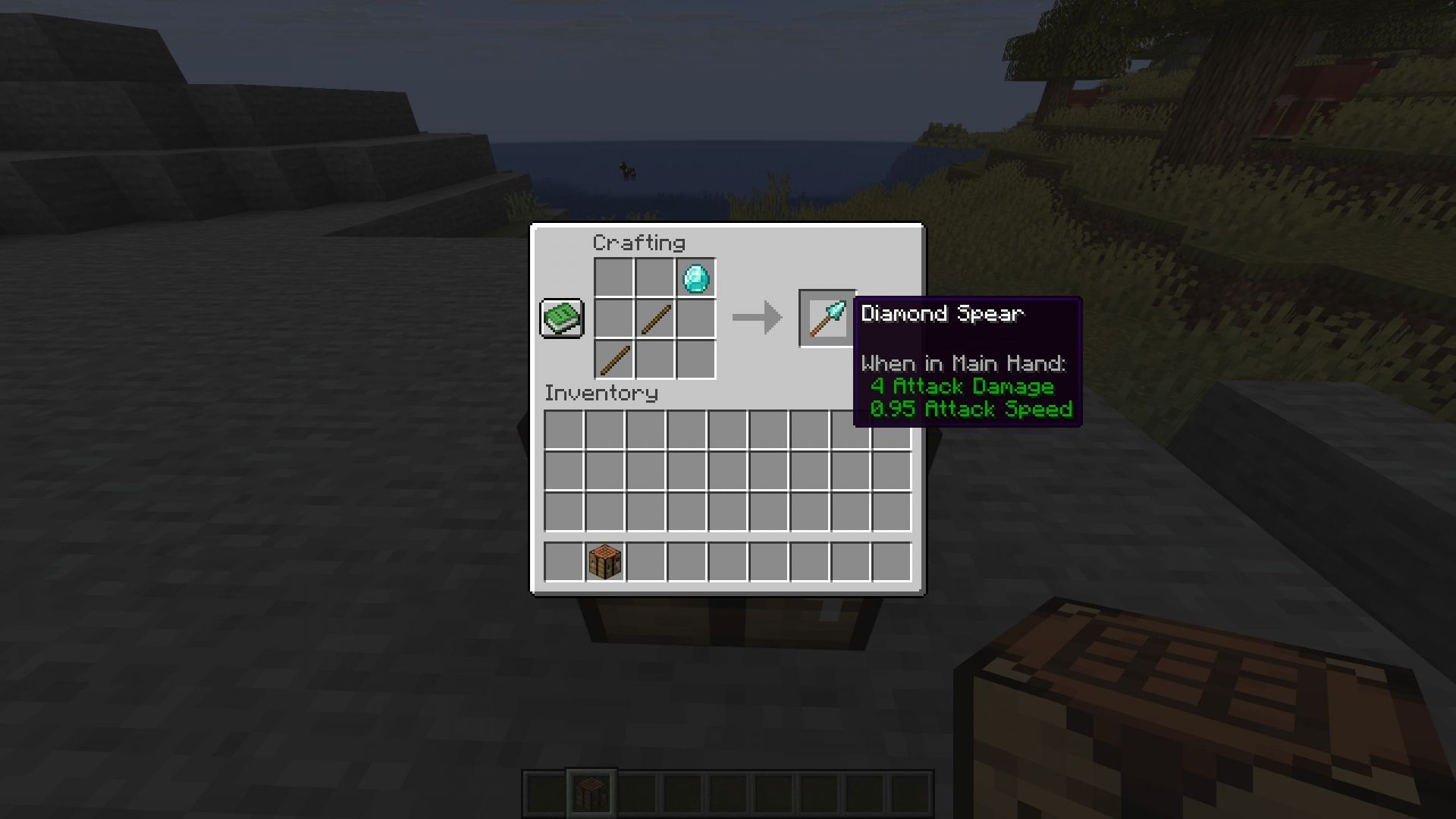 First, craft a spear (Image via Sportskeeda Gaming || Mojang Studios)
