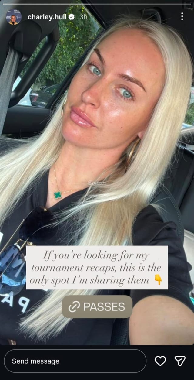A screenshot from Charley Hull's Instagram story (via @charley.hull)