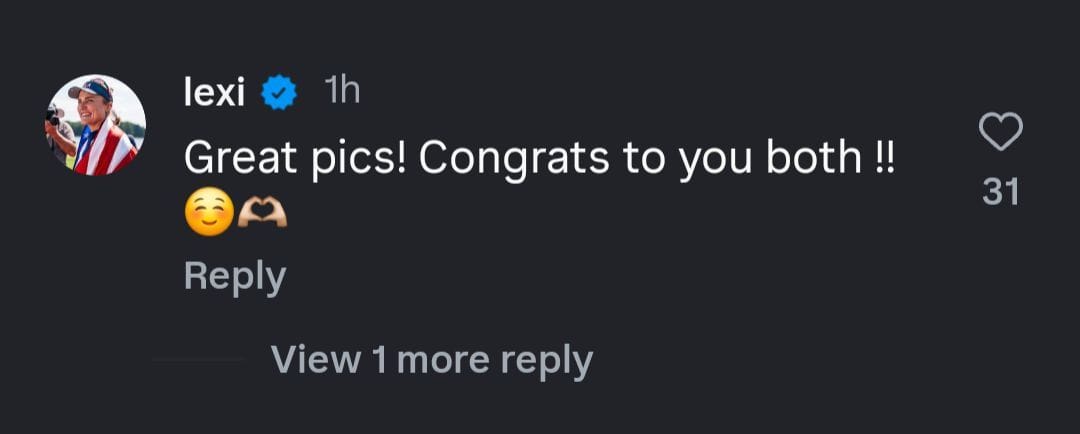 Lexi Thompson&#039;s comment on Instagram