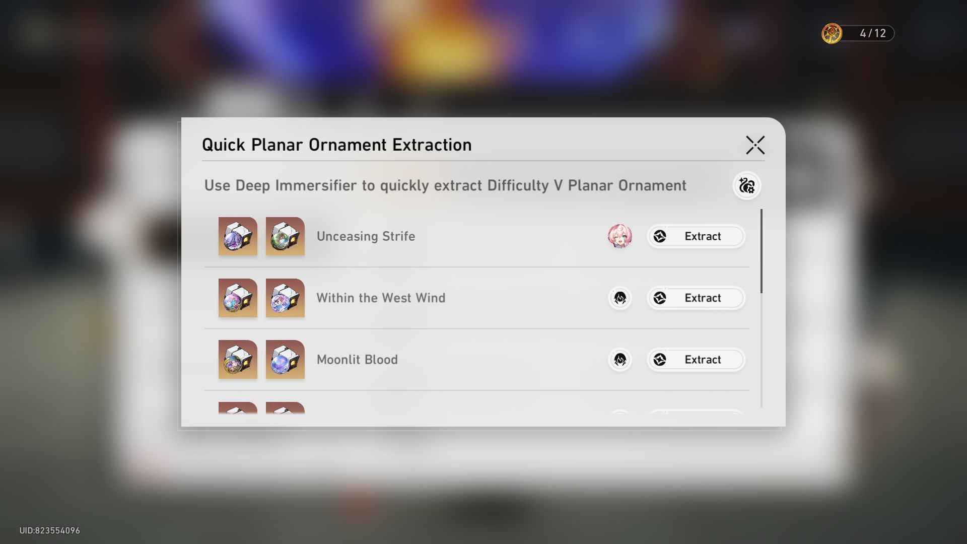 Vyberte scénu na extrahovanie planárnych ozdôb (Obrázok cez Sportskeeda Gaming || HoYoverse)