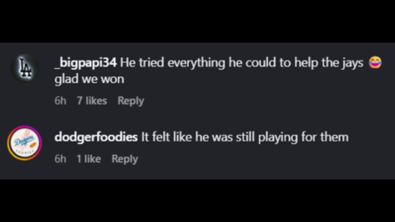 Screenshots of fans&#039; comments on Instagram (Images from - Instagram.com/@mlbnetwork)