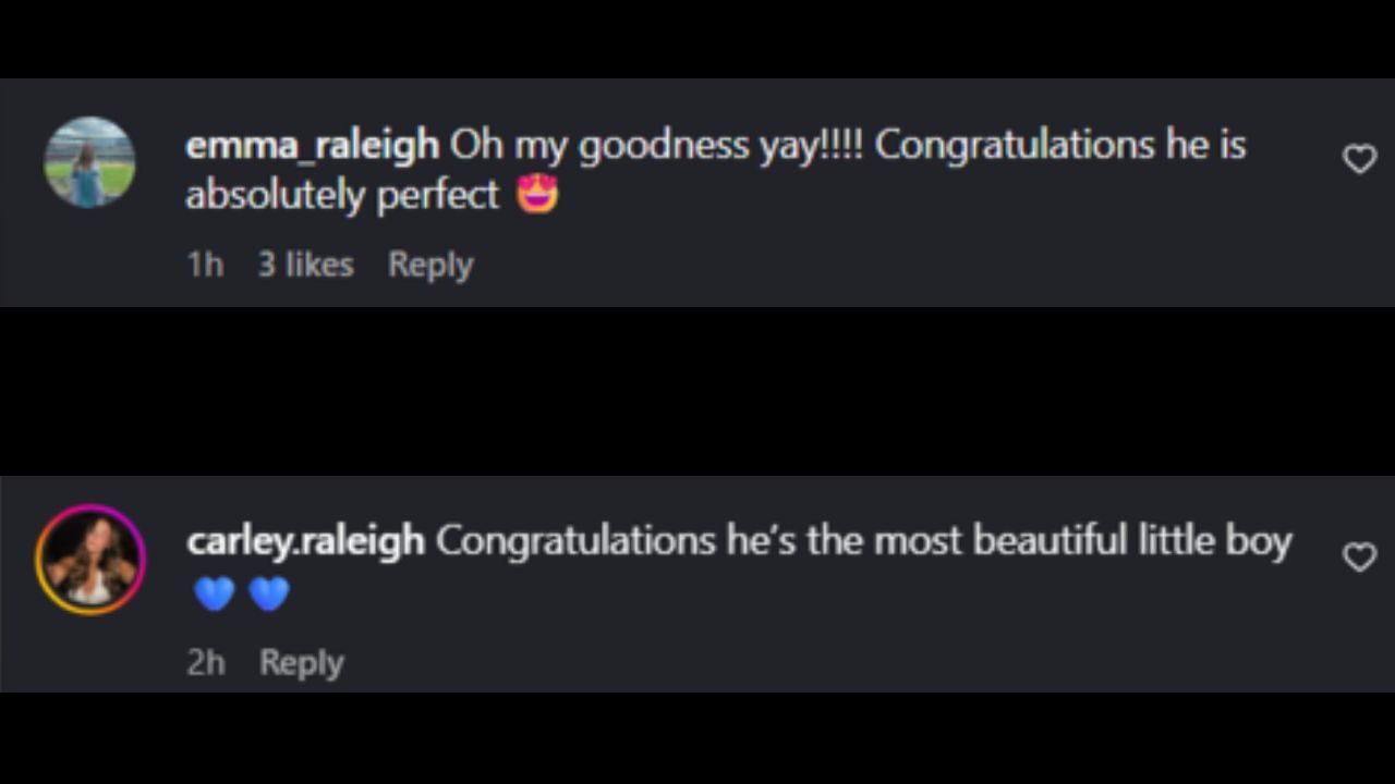 Screenshots of Emma and Carley Raleigh&#039;s comments (Images from - Instagram.com/@avilesjgilbert)