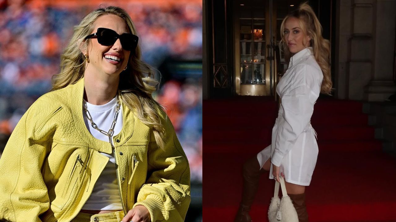 In PIC: Brittany Mahomes shows off wine-colored leather dress with black stilettos while checking in from Patrick Mahomes