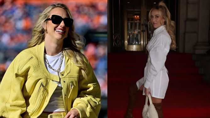 In PIC: Brittany Mahomes shows off wine-colored leather dress with black stilettos while checking in from Patrick Mahomes' 1587 Prime steakhouse