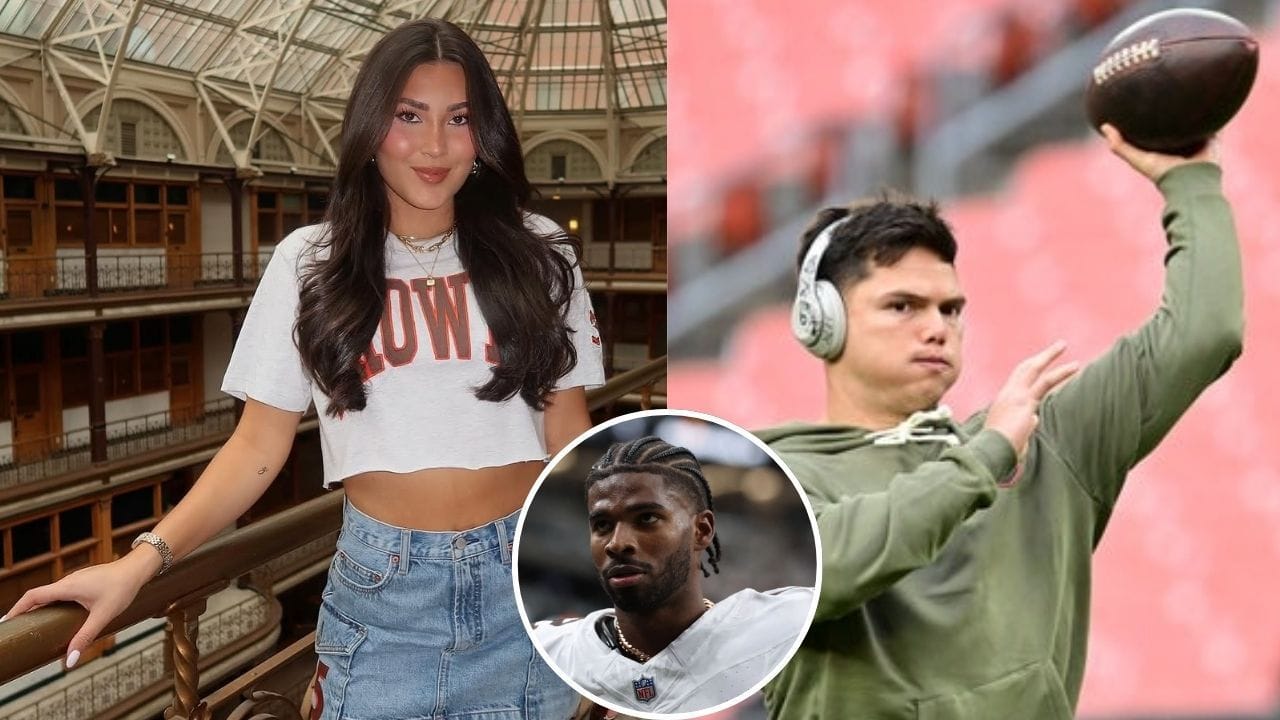 Dillon Gabriel&rsquo;s fianc&eacute;e Zo Caswell braves 3&deg;C freeze in French chic outfit to support Browns QB2 while Shedeur Sanders prepares for first home start