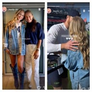 Katie Hoofnagle shares a sweet sideline kiss with Sam Darnold at Nissan stadium@_hoofy
