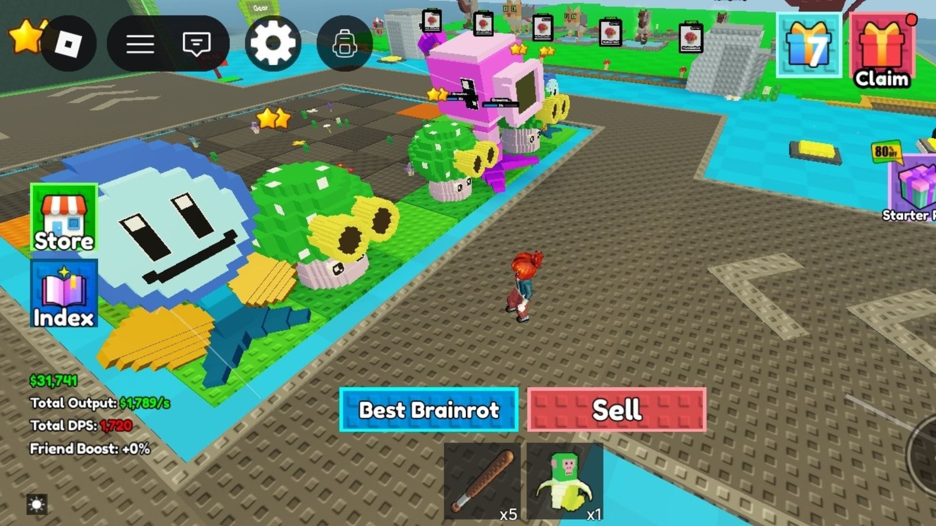 Merge and Fight: A Beginner's Guide 2 Plants on a base (Image via Roblox)