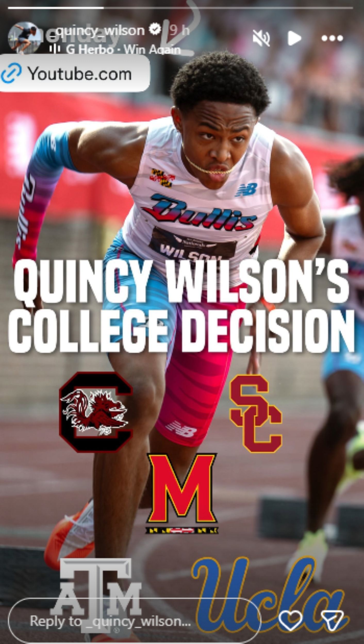 Screengrab of Quincy Wilson&#039;s special announcement [Image Source : Quincy Wilson&#039;s Instagram] 