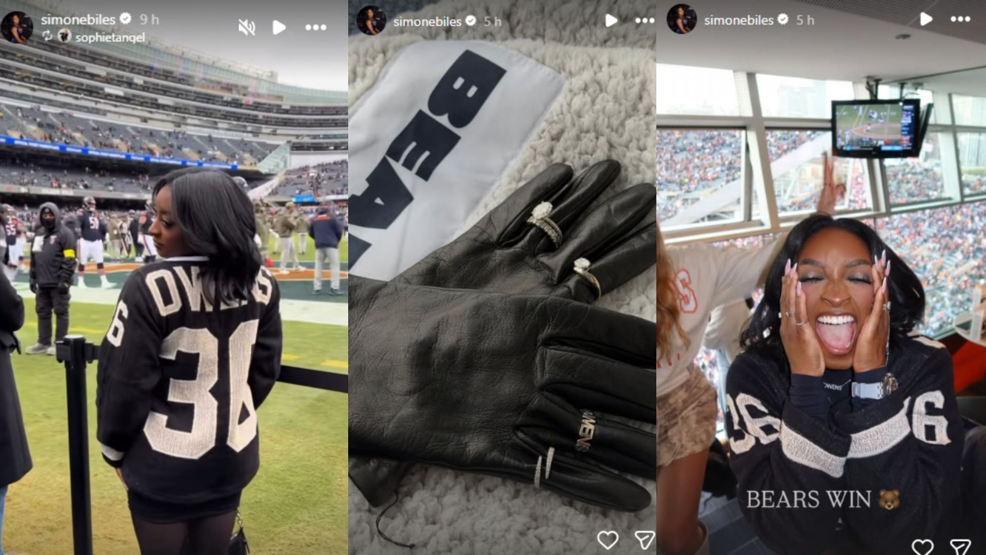 Screengrabs of Simone Biles&#039; visit to the NFL game [Image Source : Simone Biles&#039; Instagram]