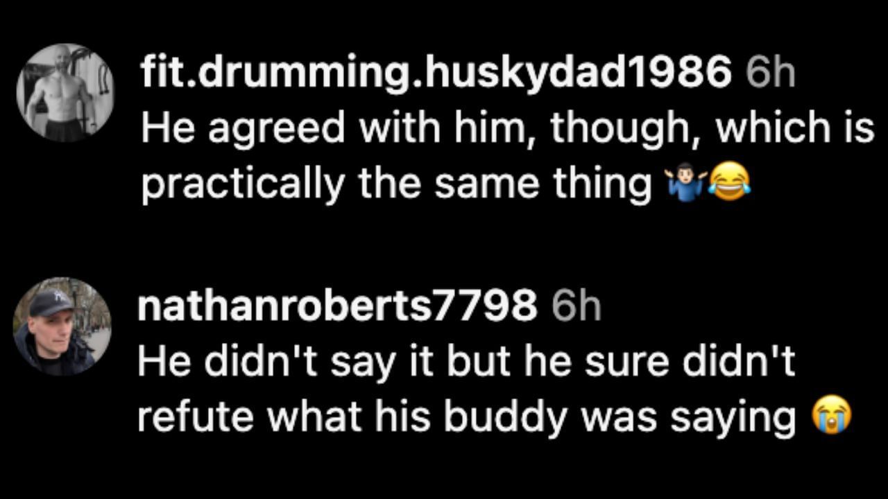 Screenshots of fans&#039; comments on Instagram (Images from - Instagram.com/@talkinbaseball_)