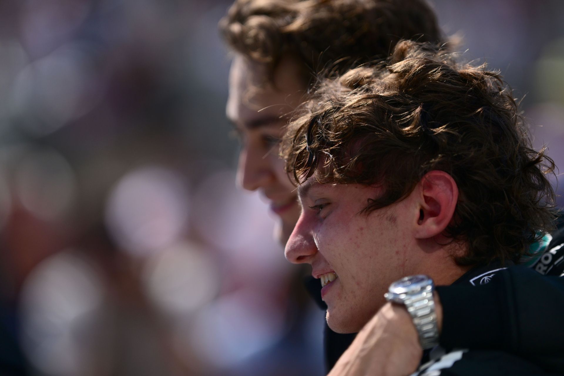 George Russell a Andrea Kimi Antonelli na pódiu Veľkej ceny Kanady. Zdroj: Getty