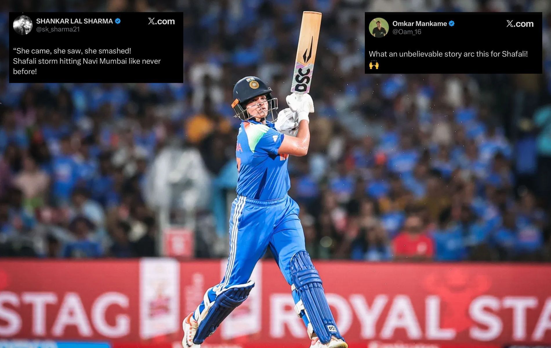 Shafali Verma scored 87 runs off 78 balls. (Pics: Getty Images/X/@