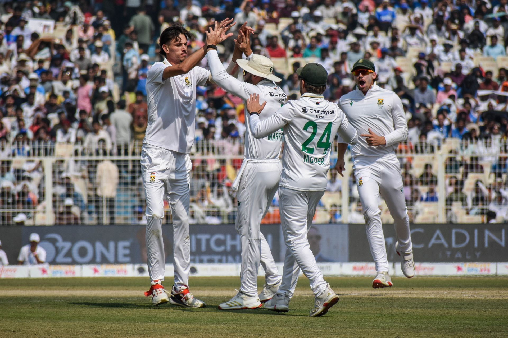 Marco Jansen celebrates a wicket. (Credits: Getty)