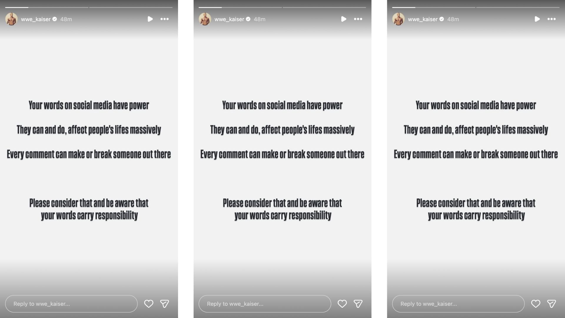 Kaiser sent an interesting message today. [Image via @wwe_kaiser on Instagram]