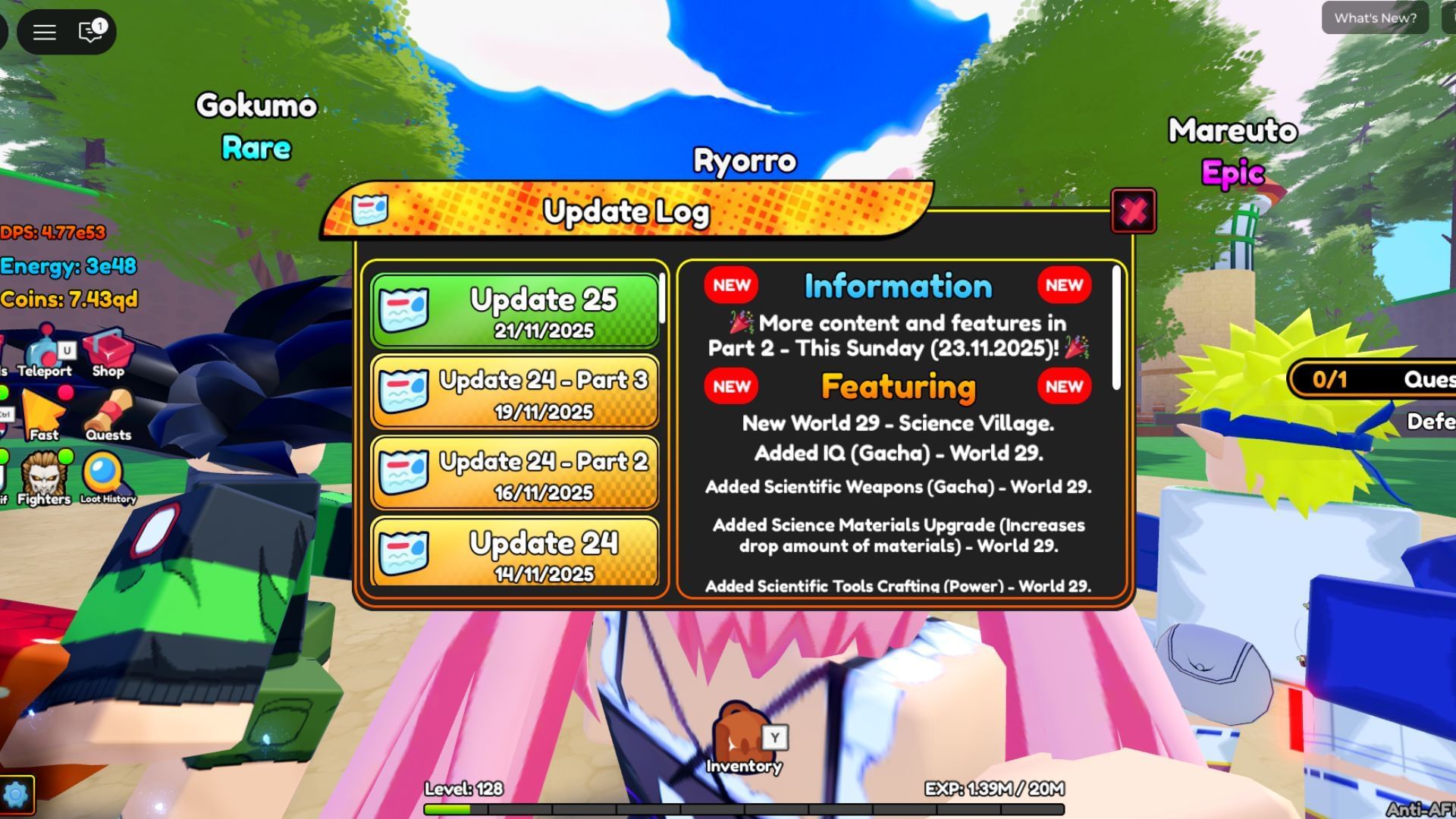 The developers have added World 29 with this update (Image via Roblox)