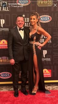 Tony Stewart and Leah Pruett at the NHRA Awards banquet