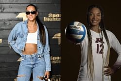 Harper Murray and Andi Jackson react as Nebraska volleyball player Taylor Landfair gets drafted by Indy Ignite