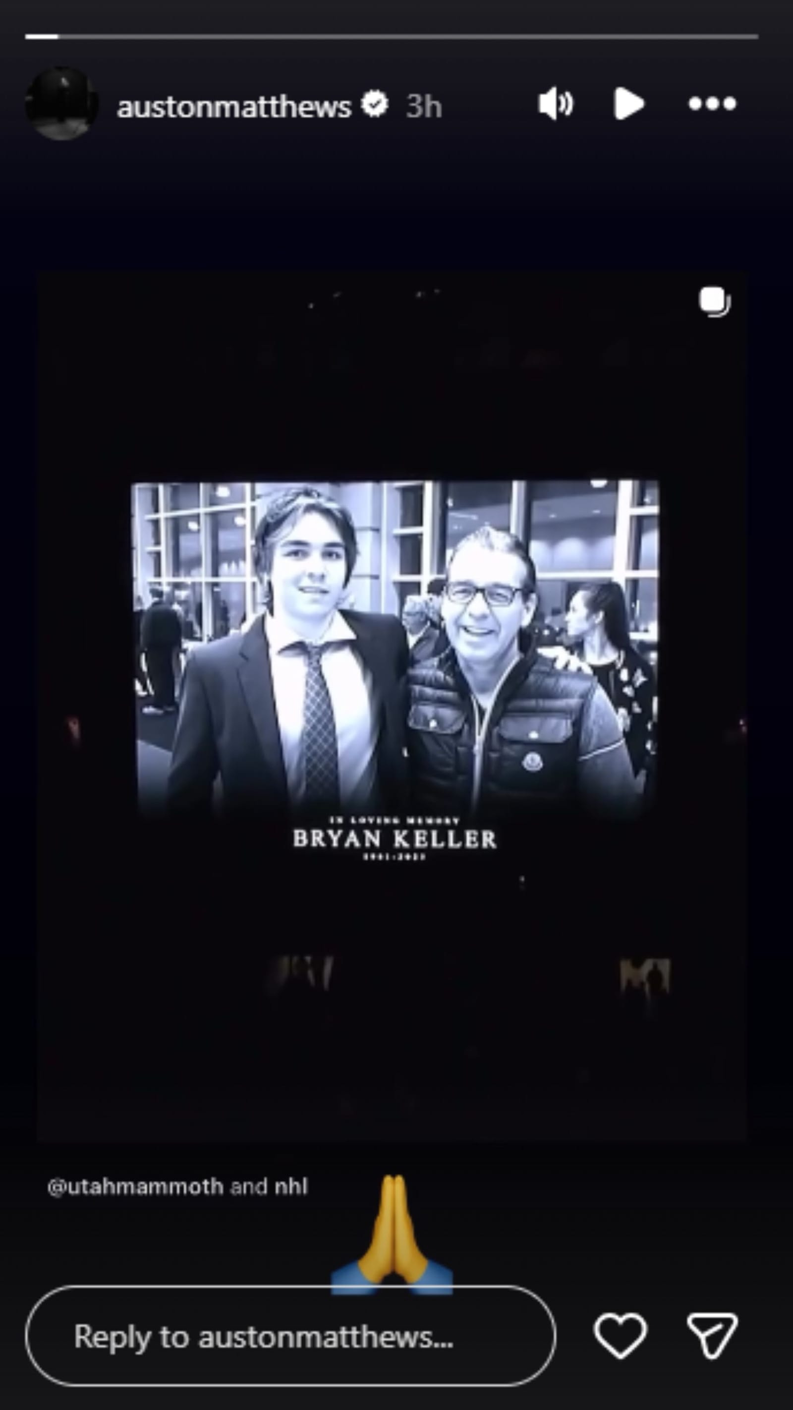 Auston Matthews reacts to Blues' tribute in memory of Clayton Keller's ...