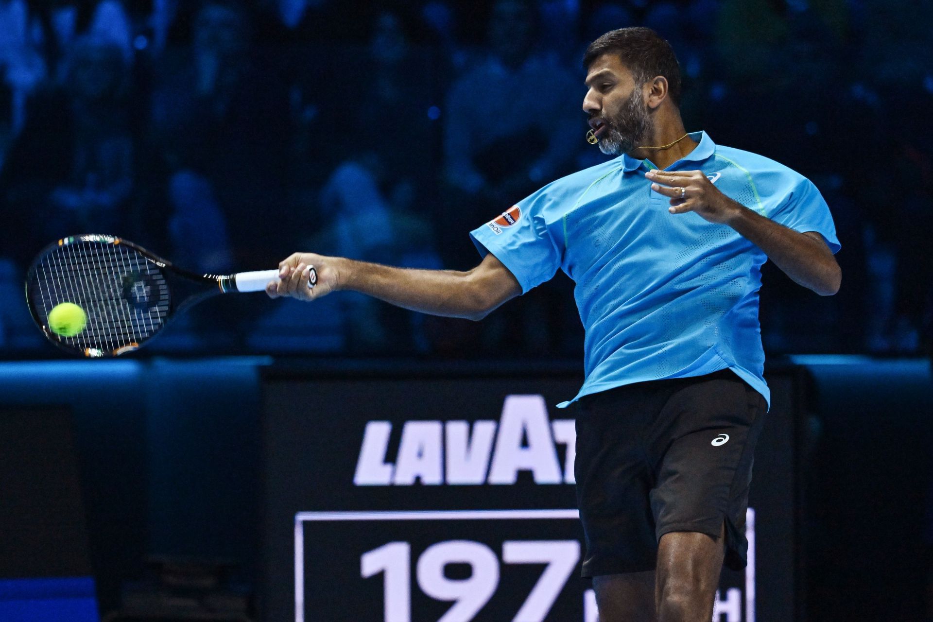 Rohan Bopanna in action at the 2024 Nitto ATP Finals – Source: Getty