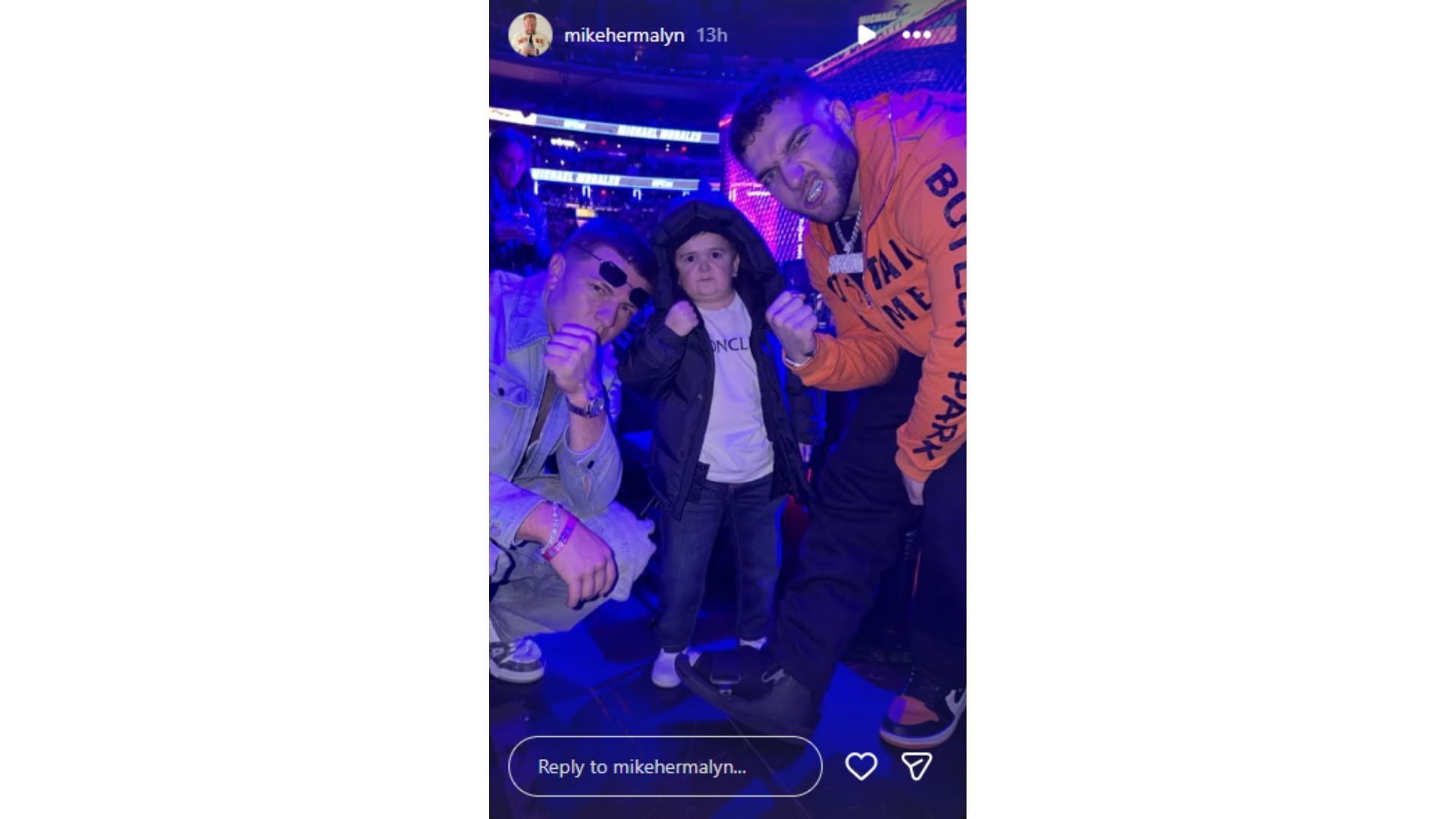 Cam Skattebo and Hasbulla at UFC 322. (Credit: @ mikehermalyn) 